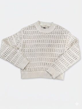 Universal Thread Women’s Cream Open Knit Crochet Sweater - Size Small